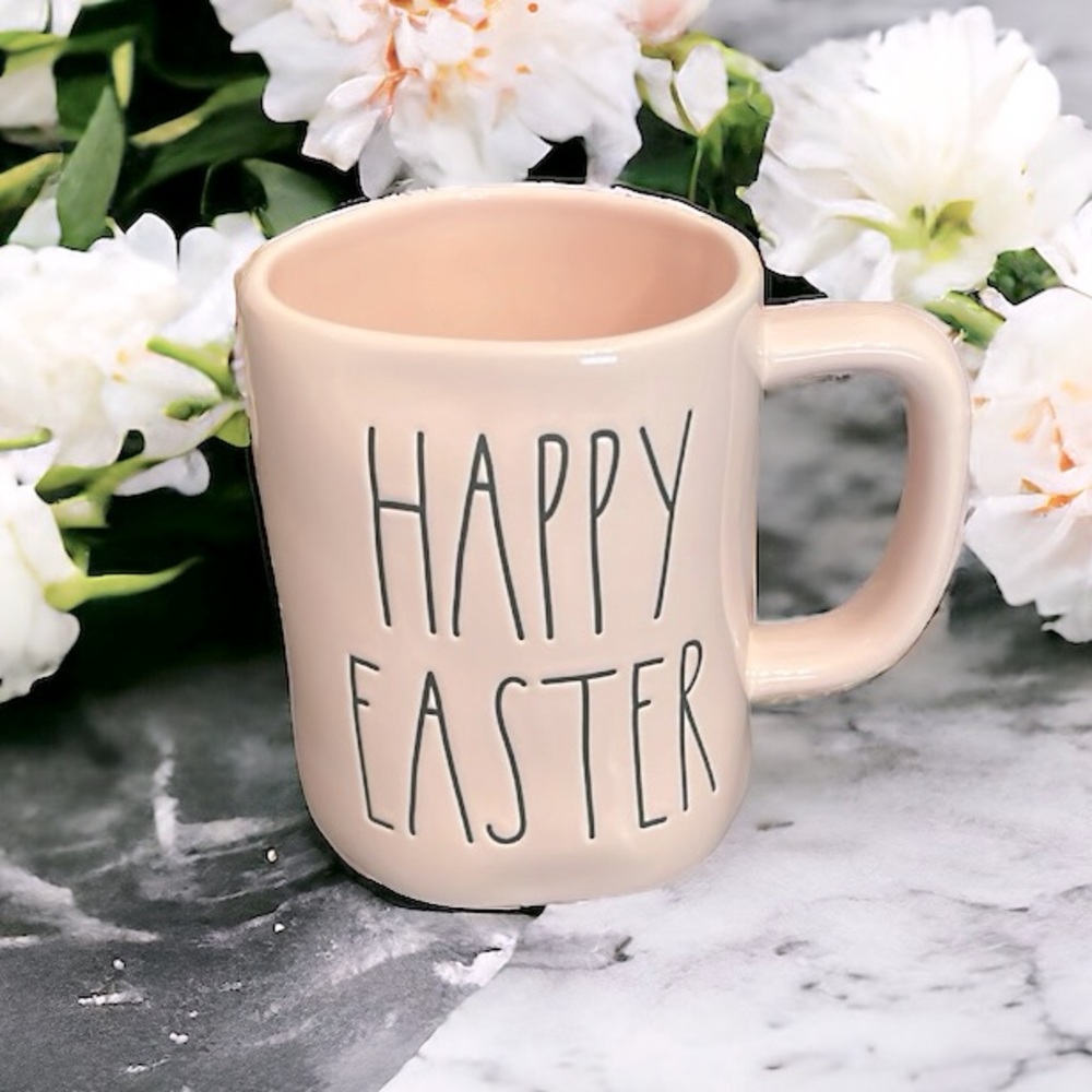 NEW Rae Dunn HAPPY EASTER Light Pink Large Mug